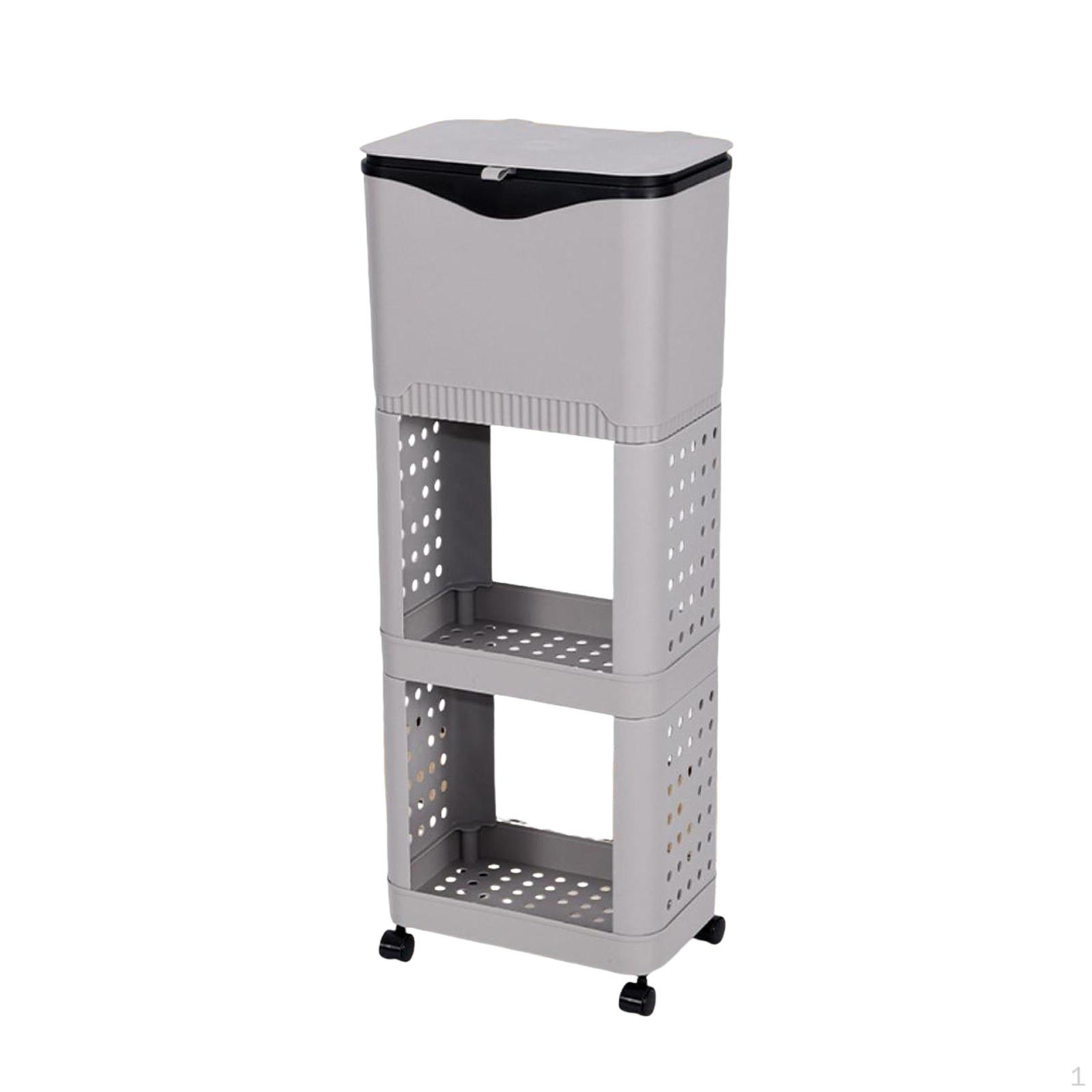 

3-слойное мусорное ведро с крышкой и полкой для хранения для жилого пространства серый