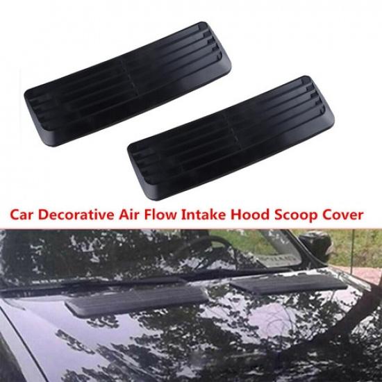 2x Накладка-жалюзи на вентиляционное отверстие капота, Декоративная накладка для забора воздуха, Универсальная, Черная