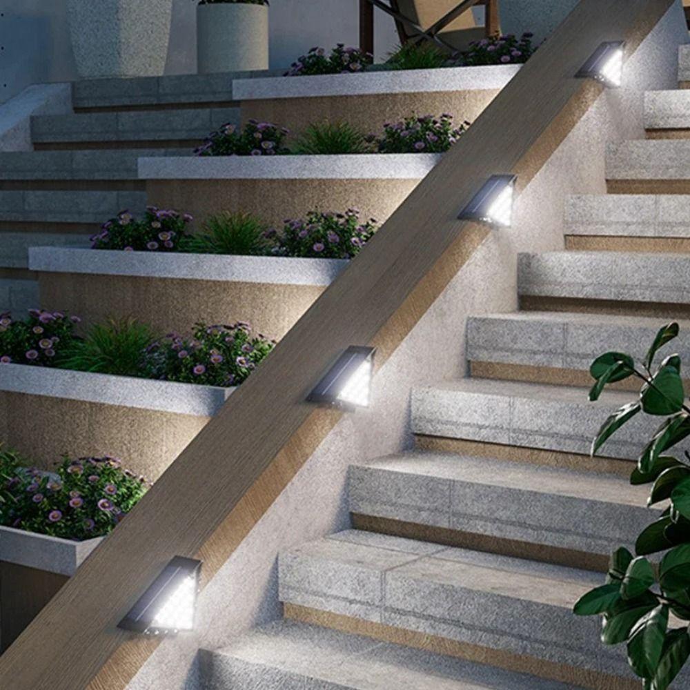 White/Warm Light Outdoor Solar Step Lights Landscape Light Terrace Guardrail Decoration
