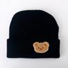 Cute bear solid color wool hat women's new autumn and winter warm ear protection versatile knitted hat tide