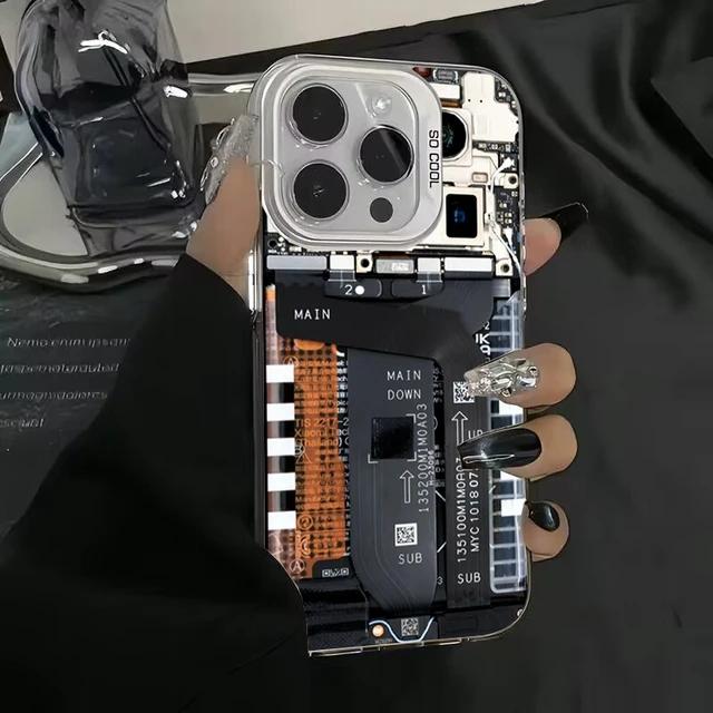 Creative Circuit Board Pattern Electroplate Sier IMD Case For iPhone 15 14 Max 11 12 13 Pro 7 8 Plus X XR Shockproof Cover