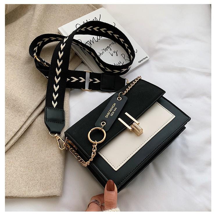 Korean Style Frosted Fabric Color Block Shoulder Bag - Autumn/Winter Fashion