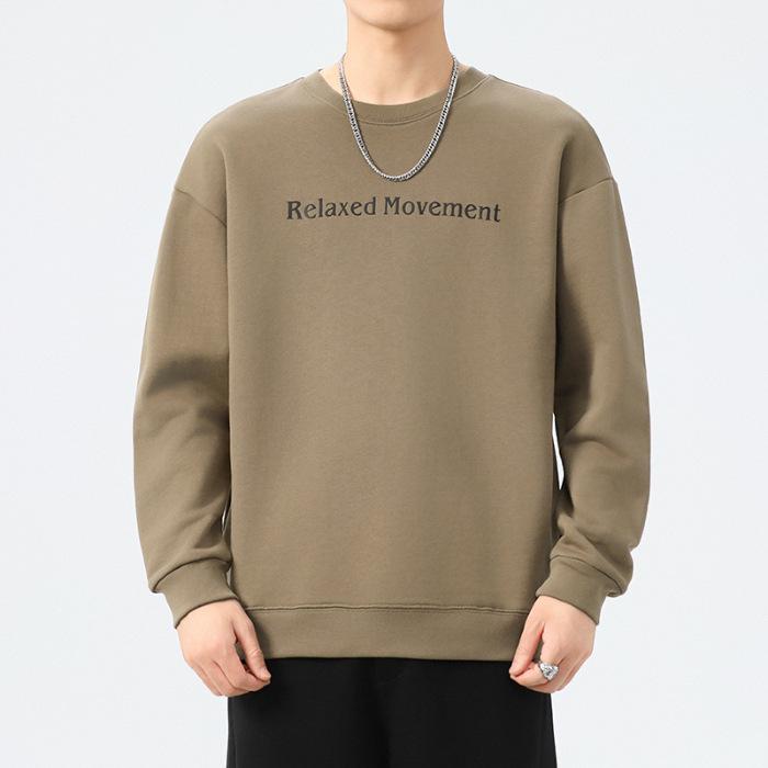 

Осенний плотный свитер из чистого хлопка 360 г, мужской, большого размера, свободный, с круглым вырезом, с принтом, модная повседневная рубашка 7XL хаки