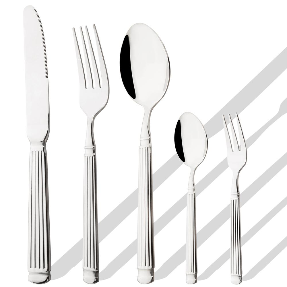 5Pcs Roman Handle Stainless Steel Cutlery Set Wedding Tableware Gold Knife Fork Spoon Modern Kitchen Utensils Full Dishes Sets