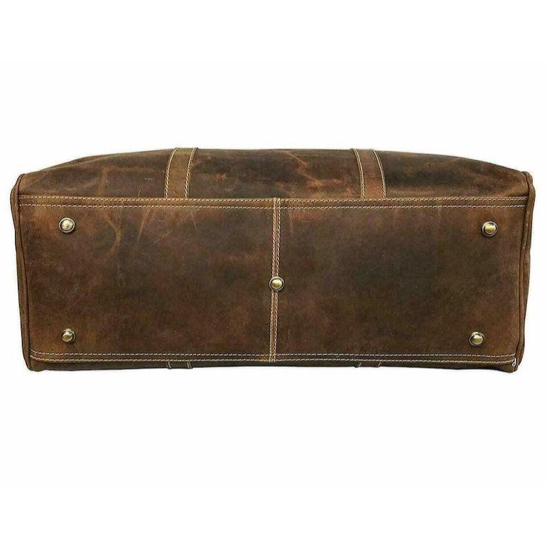 LEATHER BUFFALO Men Travel Luggage Gym Duffle Brown Genuine Duffle Vintage Bags