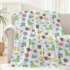 Cute Animal Art Graffiti Cat Dog Dinosaurs Kid Throw Lightweight 240G Flannel Blanket Soft Skin-Friendly For Summer Cooling