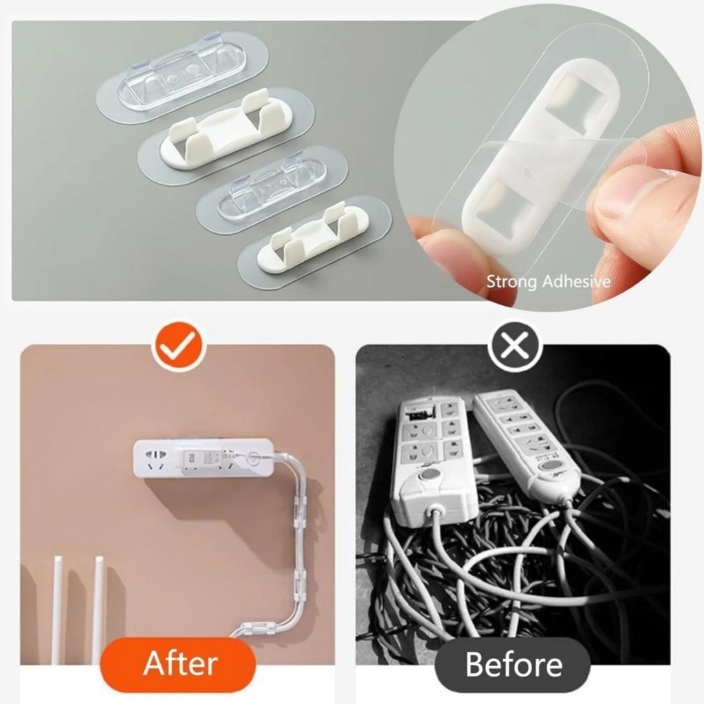 20 Stück Kabelklemmen mit großen Klebeflächen, Kabel-TV-PC-Kabelklemmen, ordentlich aufgeklebt, Organizer für Drähte und Kabel, Weiß