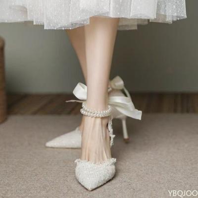 2025 Women's Pointed Toe High Heels NewPearl Buckle  Design Dress Shoes Elegant Shoes Female Wedding Pumps Zapatos Mujer