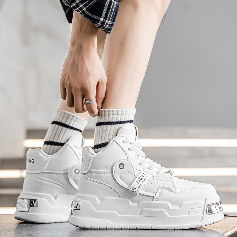 Klobiger Sneaker Herren Designer Weiche Sohle Board Schuhe Mode Lässig Leder Stoff Atmungsaktiv Höhe Erhöht Plateau Sportschuhe