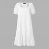 ZANZEA Women Summer Elegant Casual Square Collar Lace Crochet Patchwork Half Sleeve Dress