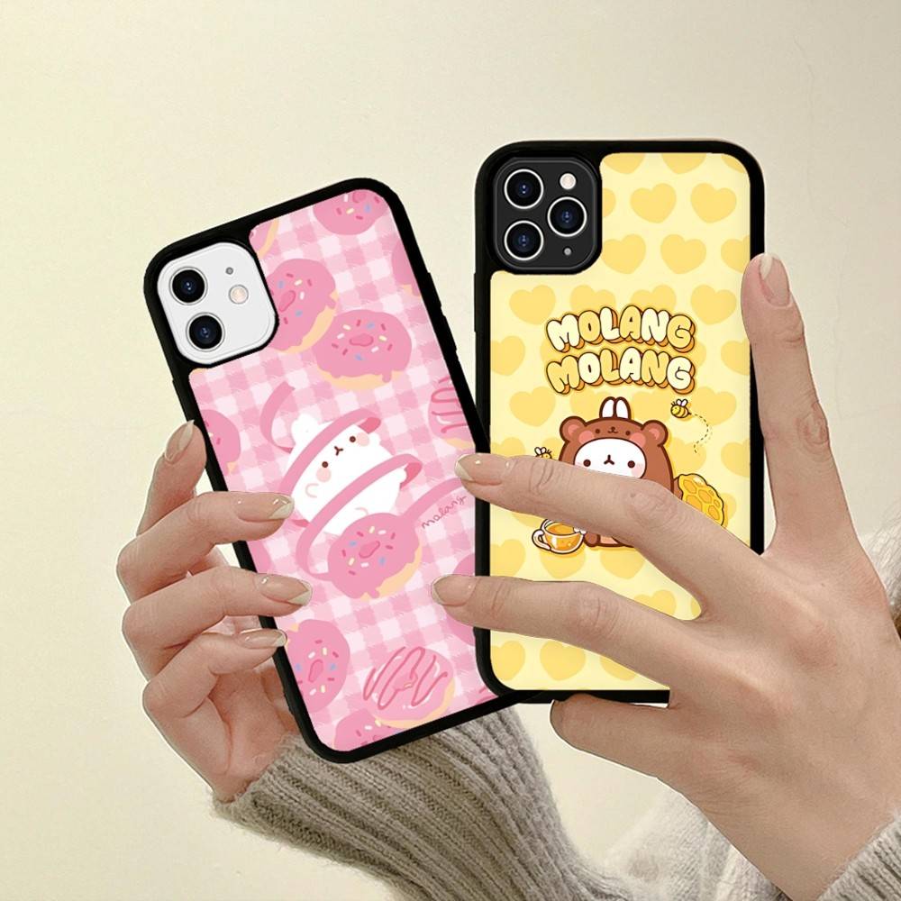 Kawaii Cute Rabbit M-MolangS Anime Phone Case For IPhone 17 16 Pro Max Air 13 12 Mini 14 15 Plus 11 PC+TPU Back Cover