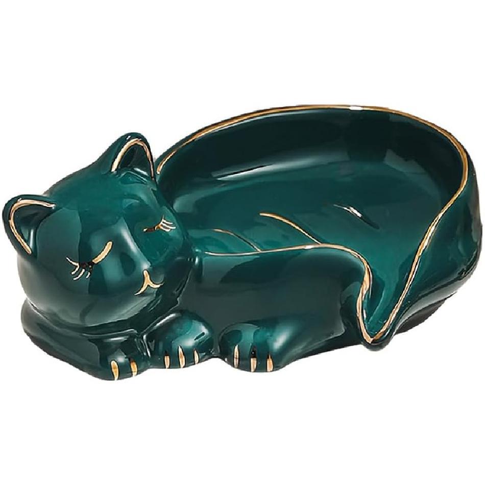 WAIT FLY Творческий держатель для мыла в виде кошки Керамическая мыльница Самоосушающаяся мыльница Декоративная мыльница - Белый - 1 шт. 1 PCS