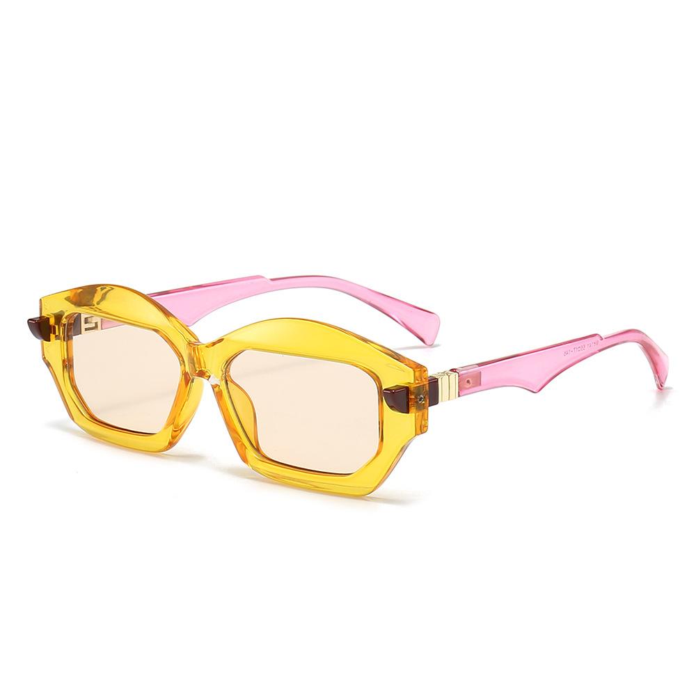 Unique Irregular Square Sunglasses Women Double Color Shades Retro Brand Designe Men Trending Rivets Gradient Sun Glasses UV400