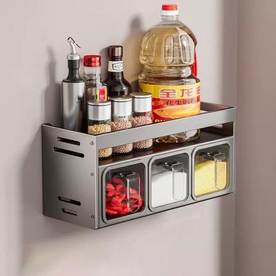 Spice Storage Rack Wall No Drilling with 3 Sealed Drawer Kitchen Spice Storage Box Seasoning Organization Rack