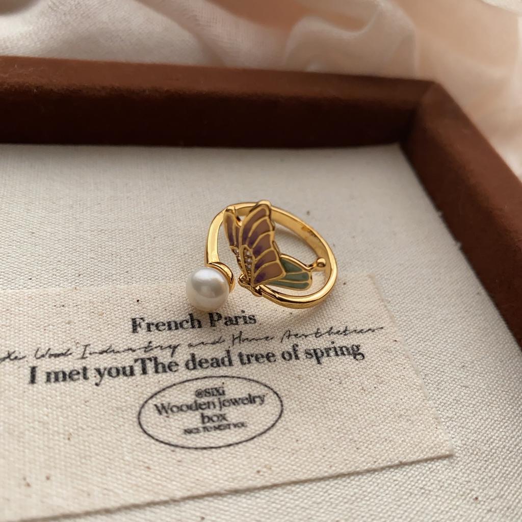 Sweet Pearl Flower Opening Ring, Exquisite Niche Temperament, Index Finger Ring, Light Luxury, High-End Ring Jewelry.