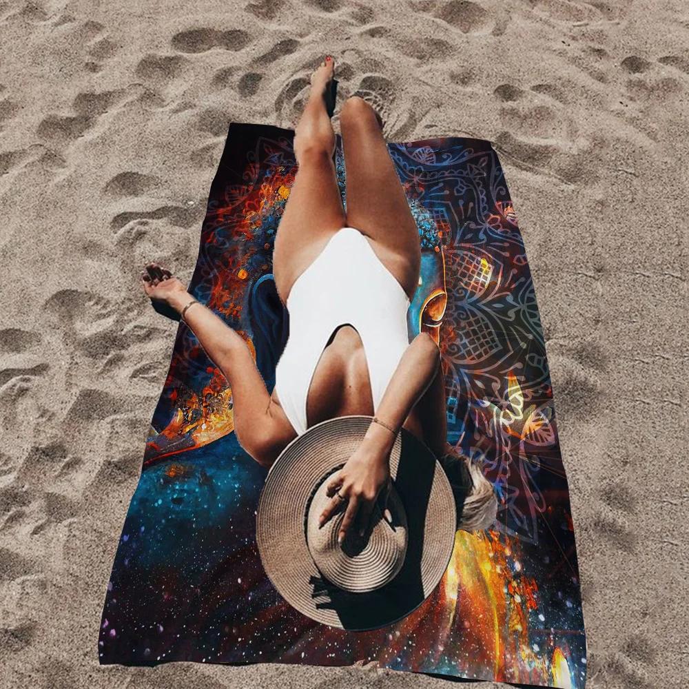 Statua Buddha Indiana Meditazione Chakra Microfibra Asciugamano da Spiaggia Assorbente Asciugatura Rapida Yoga Nuoto Resort Arrampicata su Montagna Asciugamano
