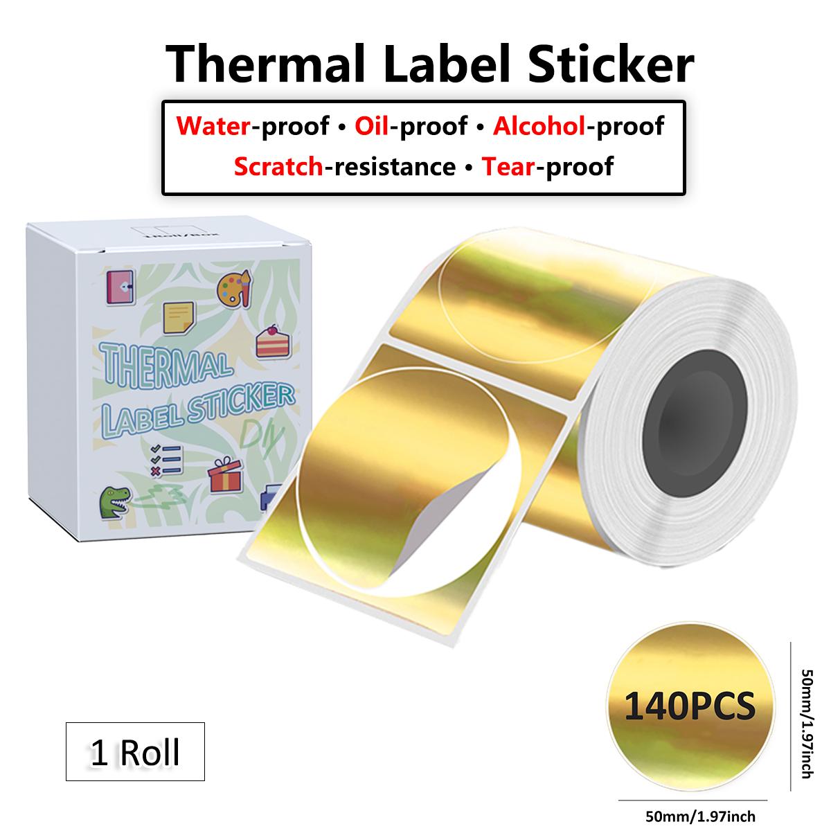 

2-дюймові круглі термостікери, лазерні/прозорі самоклеючі круглі термостікери 1Roll-Gold-140Labels ucla золотий колір