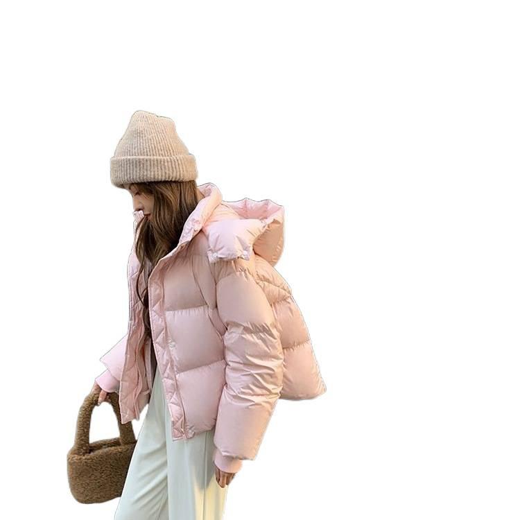 Giacca in Piuma con Cappuccio Nuova Invernale Donna Versione Coreana Ispessita Larga Temperamento Giacca a Pane
