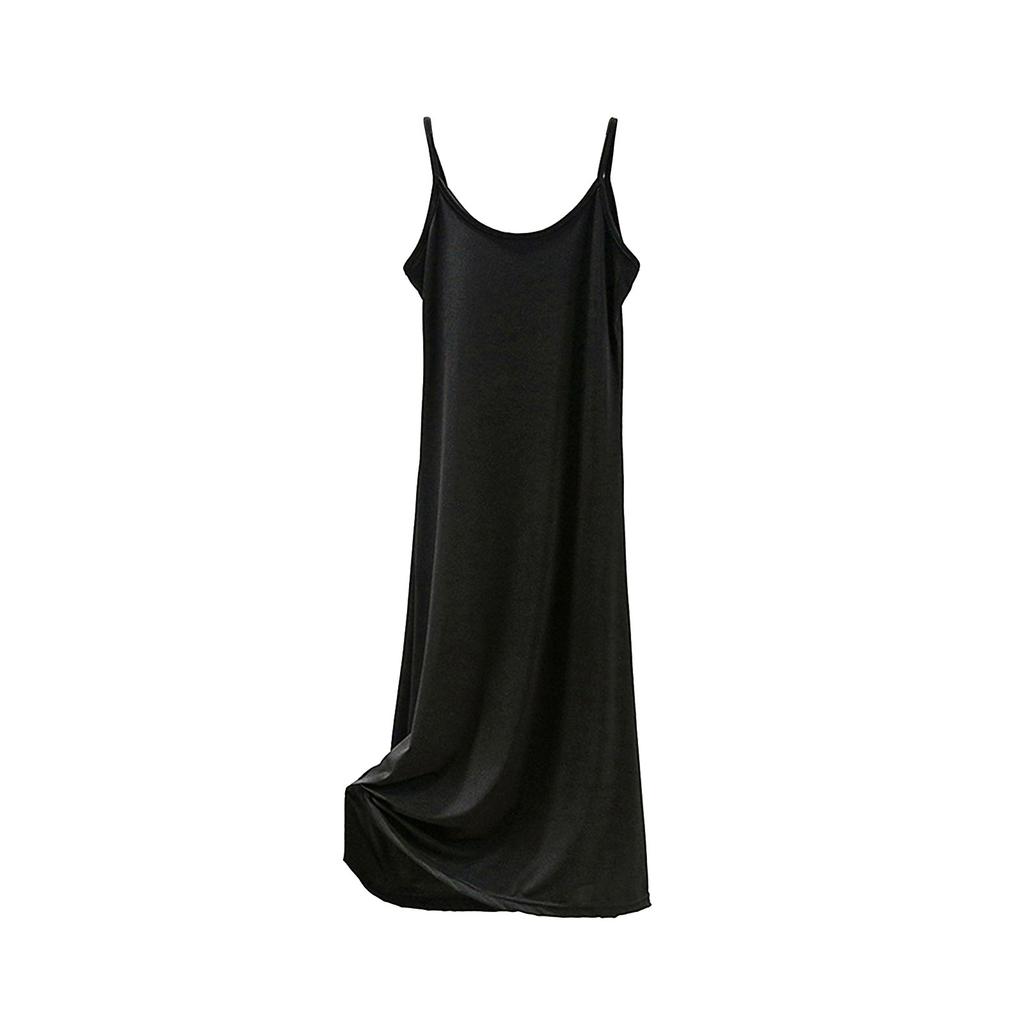Women's Loose Casual Nightgown With Camisole And Long Color Base Dress Underneath