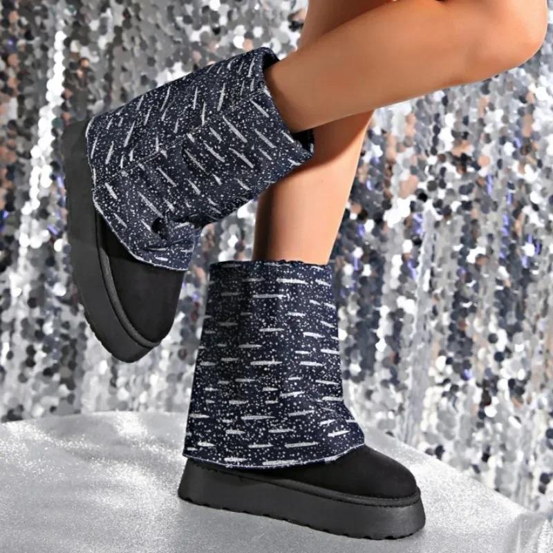 Fashion 2024 Women's Winter New Short Plush Warmth Thickness Comfortable Mid-calf Boots Women's Daily Comfort One-Pitch Snow Boots Women