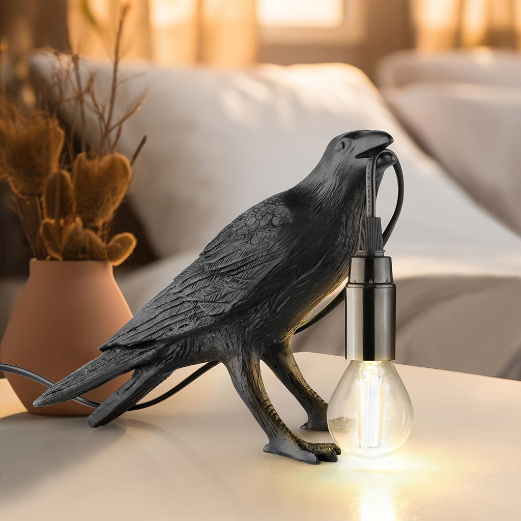 Schwarze Teufel-Tischlampe mit Edison-Glühbirne, USB-betrieben, Harz-Tischlampe für Schlafzimmer, Wohnzimmer-Dekor, Bauernhaus-Kunst, Wohnheim-Dekor, 36 V oder weniger