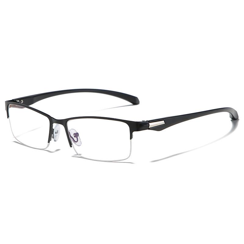 Men s Semi-Rimless Korean-Style Prescription Glasses, No Eyebrow Frame, Anti-Blue Light, Handsome Look. Plano Anti-Blue Light