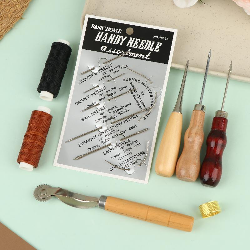 Leather Sewing Tools Kit Wear Resistant DIY Leather Craft Hand Stitching Set for Shoe Bag Repair Work