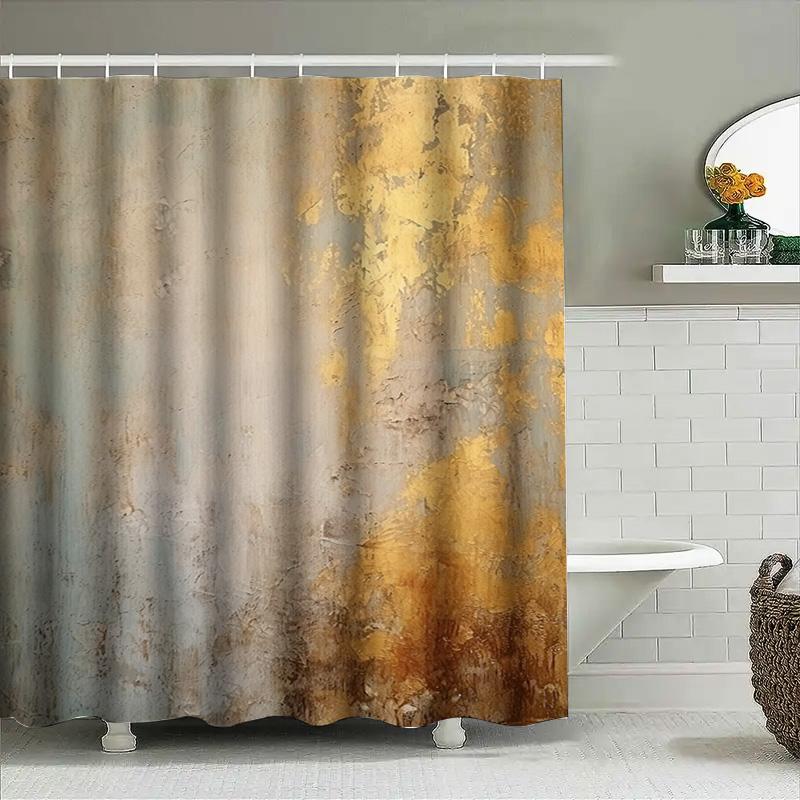 Modern Bathroom Decor Shower Curtain Cream Gold Metallic Texture Waterproof Bath Liner for Home Decoration Privacy Protection (1