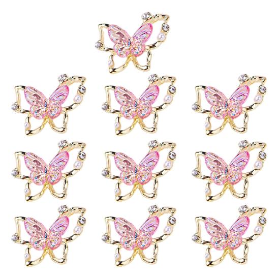 10Pcs Butterfly Nail Art Charm Rhinestone Faux Pearl 3D Butterfly Shape Nail Design Jewelry DIY Crafts Nail Decoration Accessories