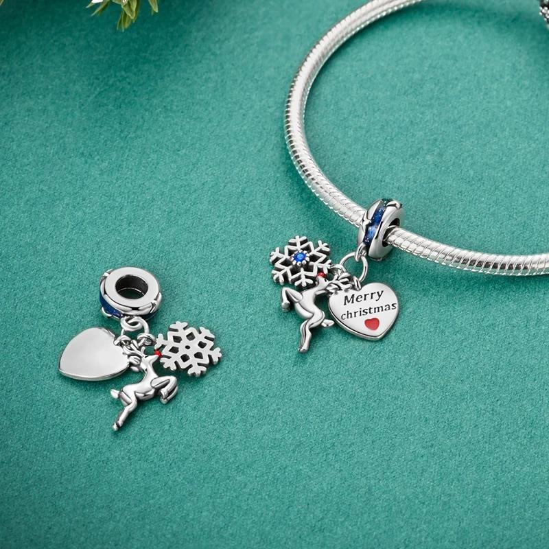 

Charm Bead Charms copper Plated Christmas Reindeer Heartshaped Pendants Compatible With Charm Bead Charms Authentic Bracelets Bead Charms Women Jewel