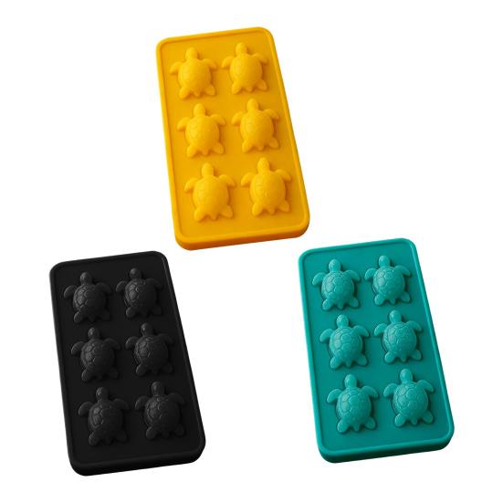 Food-Grade Silicone Ice Cube Mold 6 Grids Turtle Shape Easy Release Whiskey Ice Cube Tray Decorative Dessert Ice Mold
