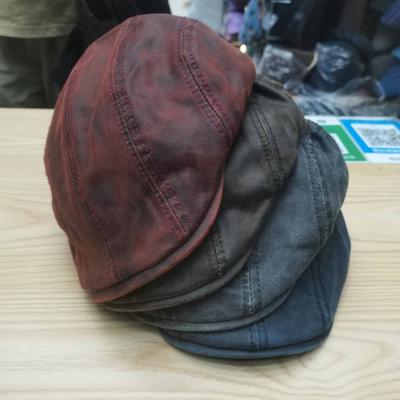 Ölwachstuch Baskenmütze Do Old Washed Forward Kappe Damen Baskenmütze Zeigt Gesicht Klein Retro Minimalistisch Malermütze Schiebermütze