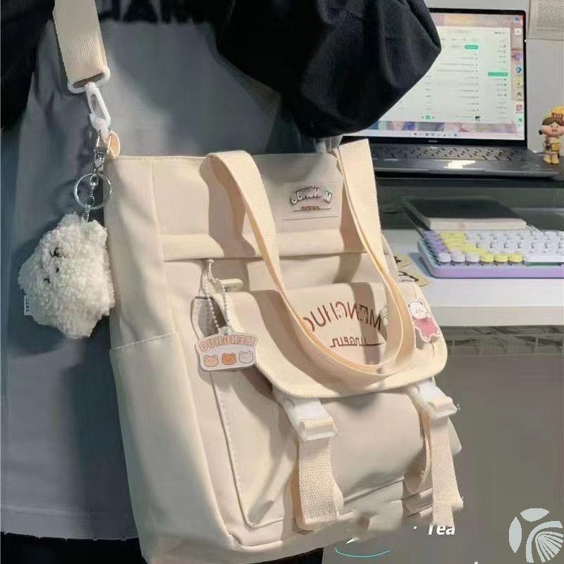 Large Capacity Canvas Tote Bag for Female Students - Perfect for High School and Tutoring