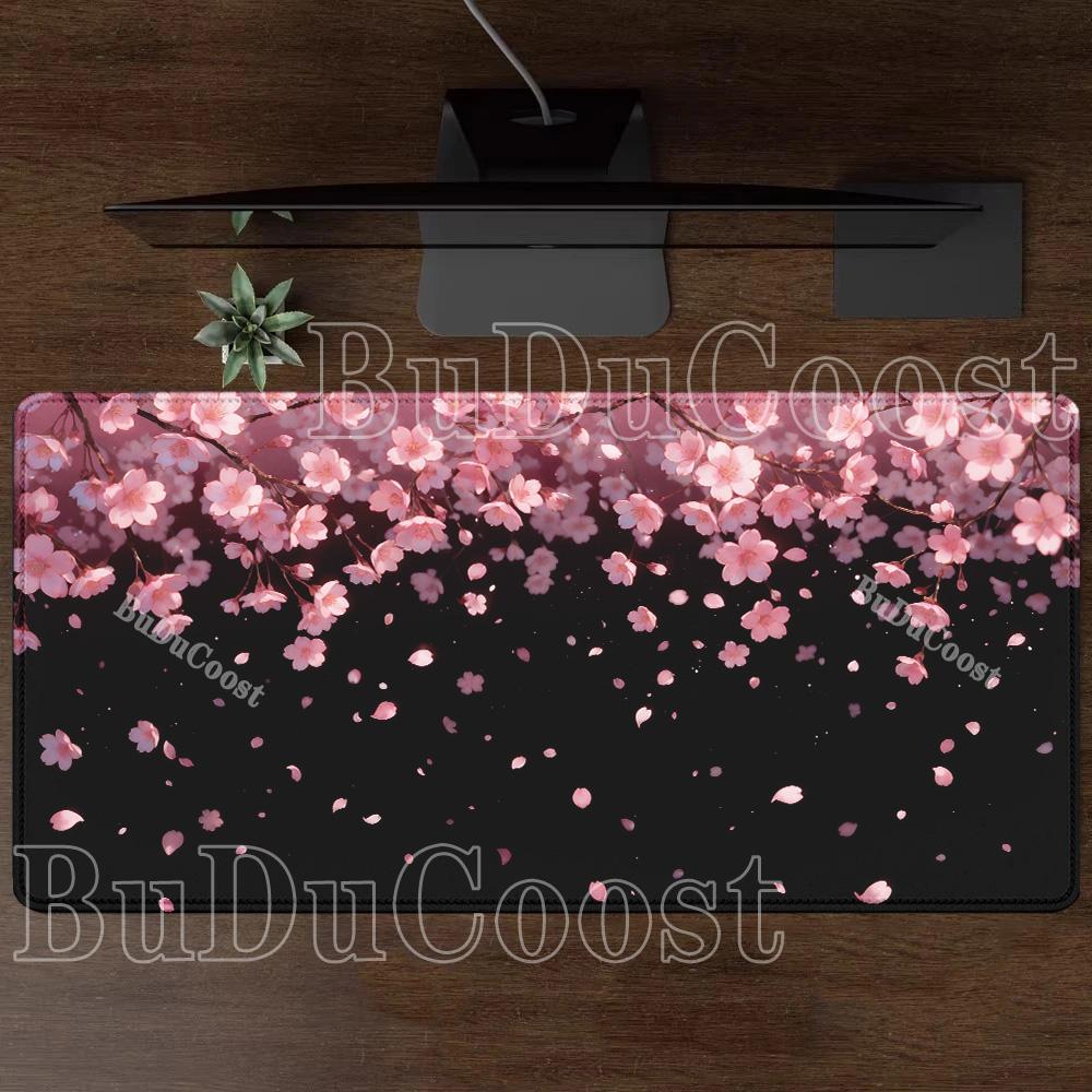 cartoon Mouse Pad Sakura Flower Cherry Blossom Non-Slip base Rubber Anime Gaming Mousepad overlock PC Office HD printing DeskMat
