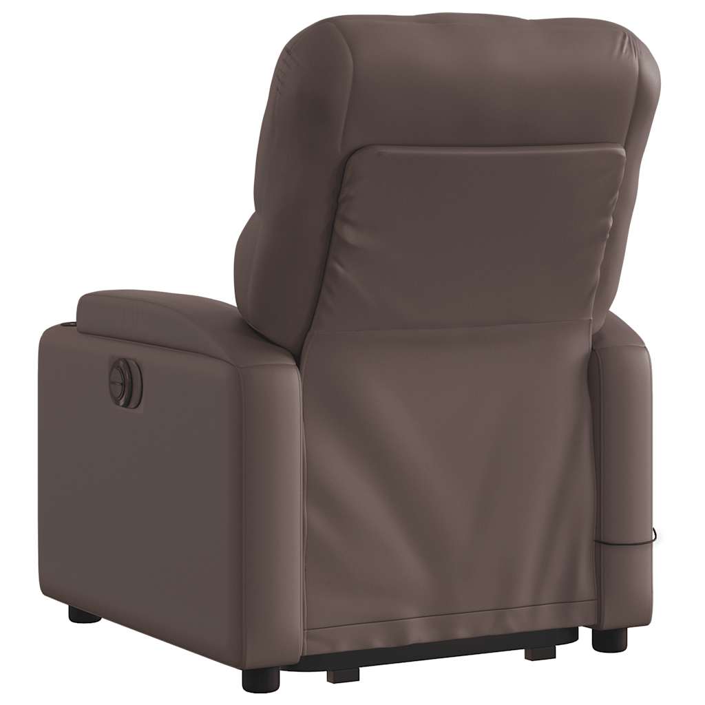 Electric Recliner with Lift Function Brown Faux Leather