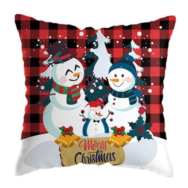 Kissenbezug Weihnachtsmann Kissenbezug Dekoration Niedlicher Cartoon Schneemann Kissenbezug Zuhause Sofa Lendenwirbelstütze Stickerei