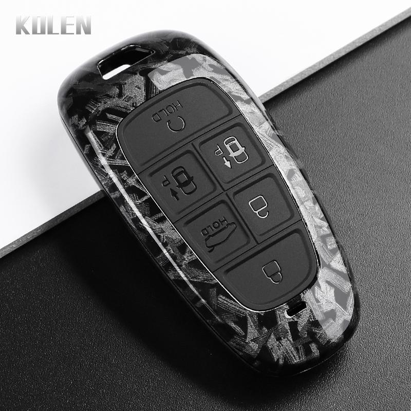 Abs Carbon Fiber Style Car Key Case Cover For Hyundai Santa Fe Tucson Nexo Nx4 Atos Prime Solaris Protected Fob Accessories
