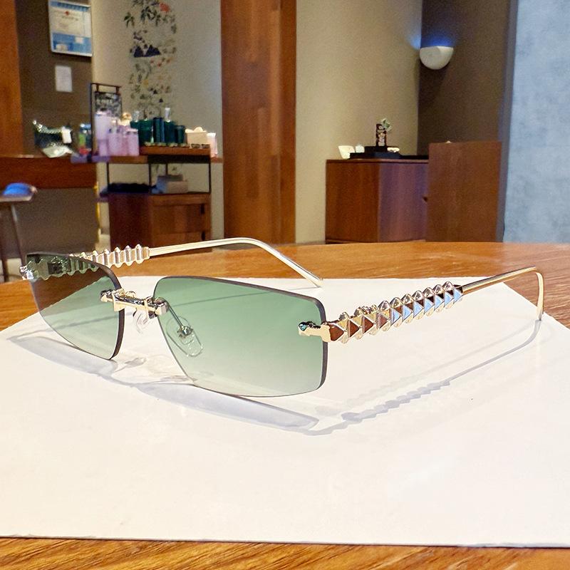 

Солнцезащитные очки без оправы в европейском и американском стиле для женщин, Модные солнцезащитные очки из металла высокого класса