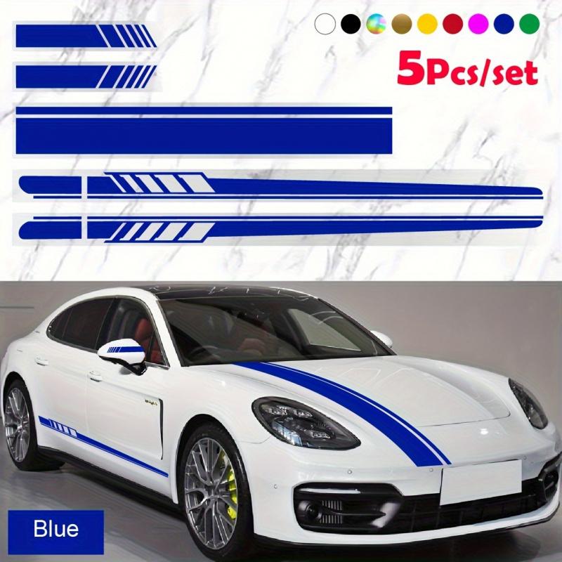 5pcs Racing Stripe Vinyl Decal Kit- Waterproof Car Hood& Body Stickers with Mirror Decals(Glossy Finish)