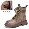 First-layer cowhide British wind locomotive boots round head thick-soled versatile short boots women's autumn and winter high-top Martin boots women's