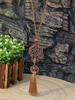 Bohemian Vacation Style Wooden Handmade Bead Pendant Necklace Long Sweater Chain Pu Leather Tassel Boho Jewelry Suitable for Women's Daily