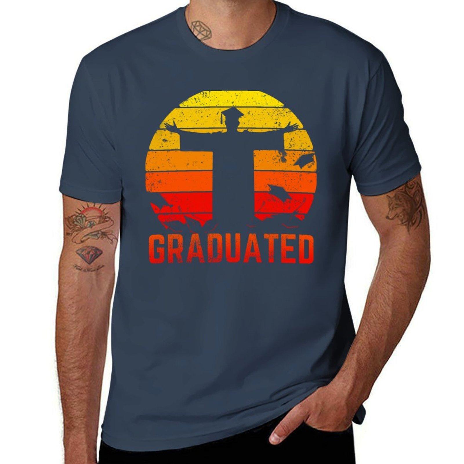 Graduated And Graduation Sunset Graduate Tshirt Big Size Crew Neck Tshirt S