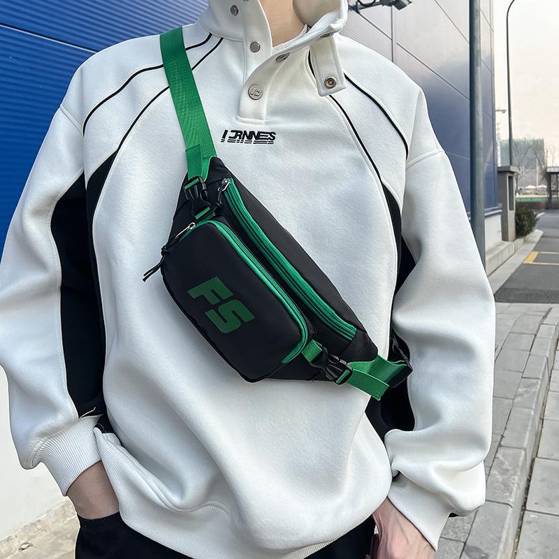 New fashion sports dumpling bag trendy letter versatile messenger bag solid color canvas casual shoulder bag trendy