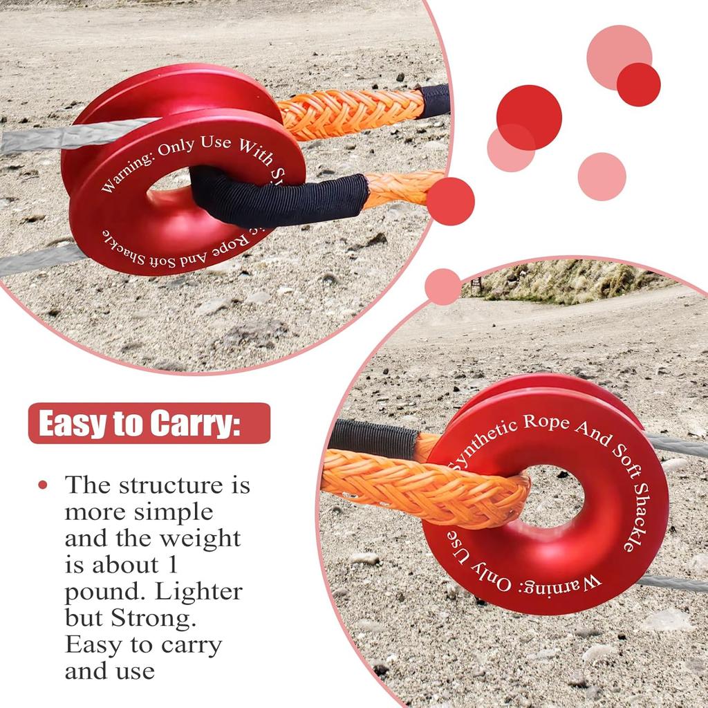 Recovery Ring 66,000 Lbs For Winch Snatch Compatible For SUV UTV ATV Off-Road Vehicle And Truck Pulley Towing Ring For Synthetic Rope And Soft