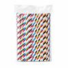 Biodegradable Colorful Striped Paper Straws - Individually Wrapped for Party Decoration