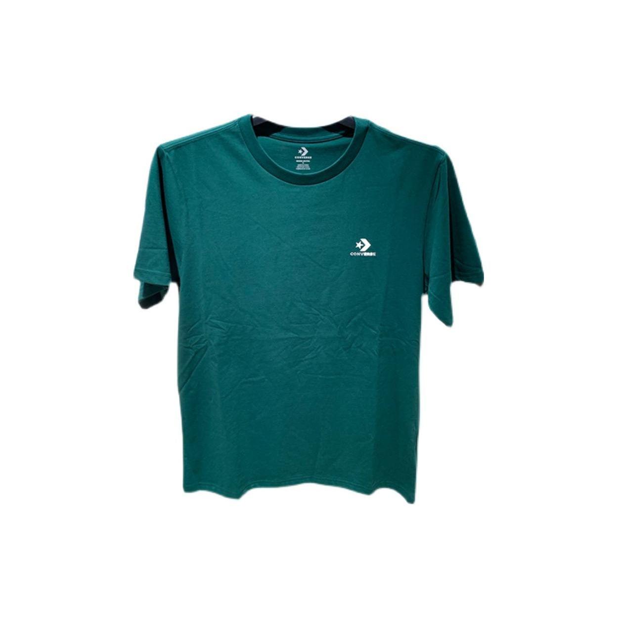 

Converse Solid Color Letter Print Round Neck Loose Short Sleeve T-Shirt Unisex Tops Green 10023876-A03