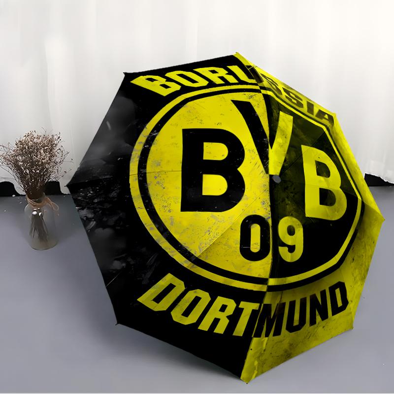 Bedruckter Borussia Dortmund Bedruckter Faltregenschirm, Outdoor-, Freizeit- und Reise-Regenschirm, Strapazierfähiges Schirmgewebe, Geburtstags- und Feiertagsgeschenk