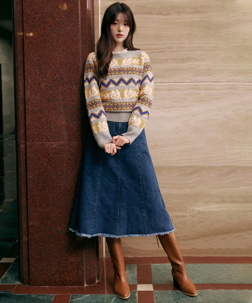 Lora Lora Mermaid Denim Skirt Deep Blue