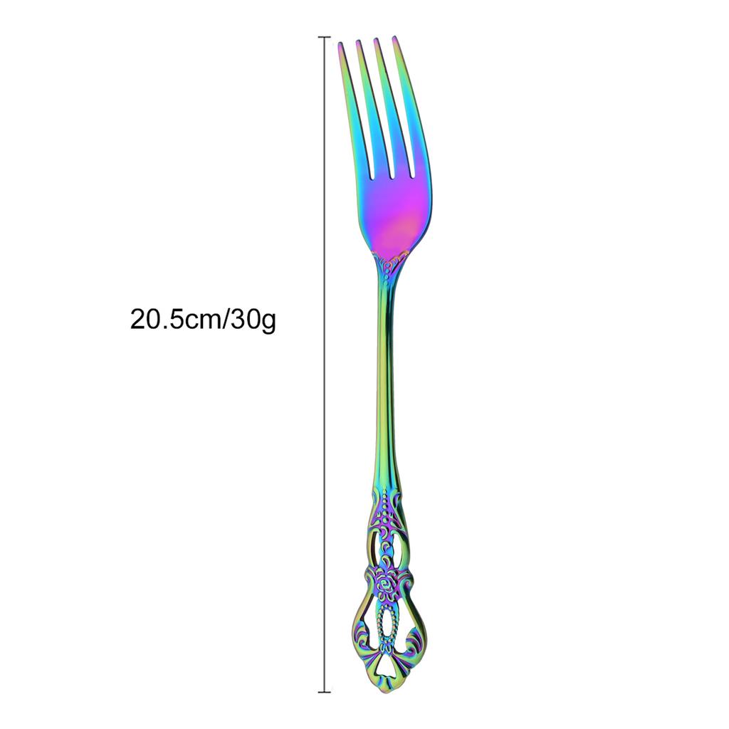 Luxury Rainbow Western Dinnerware Stainless Steel Cutlery Set Steak Knife Dessert Fork Coffee Spoon Ice Spoon Tableware Set