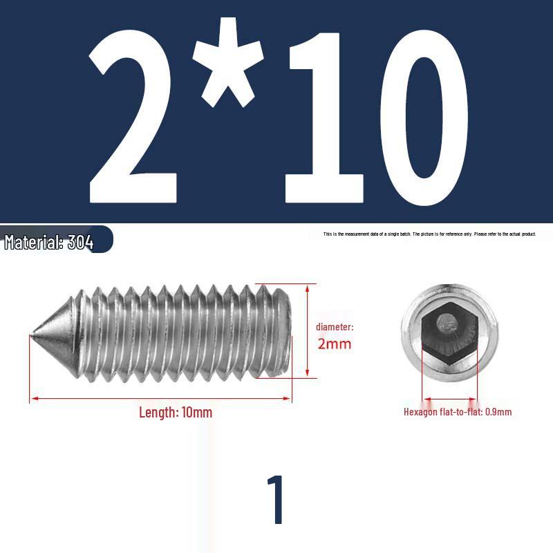 12.9 Edelstahl 304 Innensechskant Kegelspitze Gewindestift M2/M3